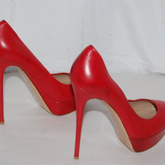 40.5US 10❤️ VALENTINO Red Leather Platform High Heels Pumps ITALY - Picture 9 of 16